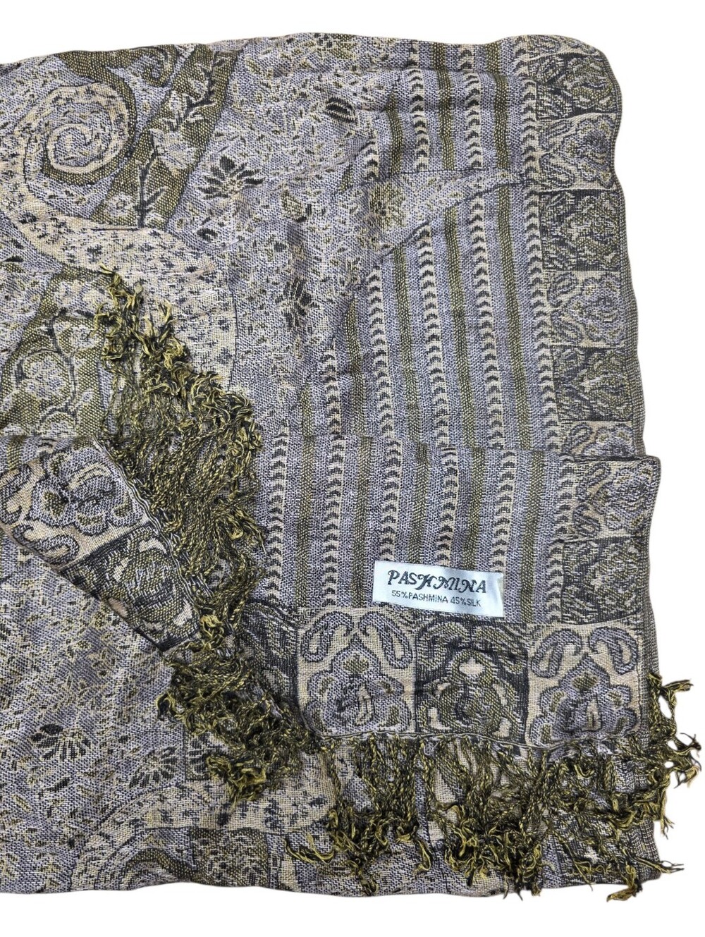 Pashmina & Silk Elegant Gold and Black Scarf - Picture 6 of 10